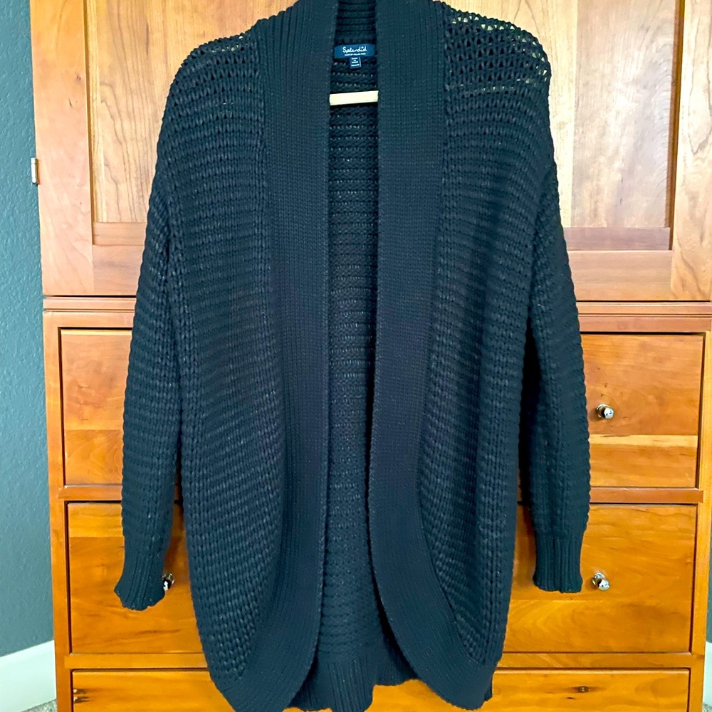 Splendid navy cable knit long sweater